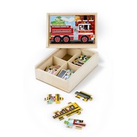 Melissa & Doug - Pussellåda i trä med fordon - 4x12 bitar