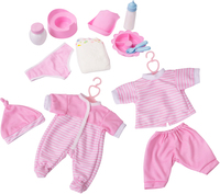 Stoy, Dockkläder + Potta med tillbehör, Rosa, Paket